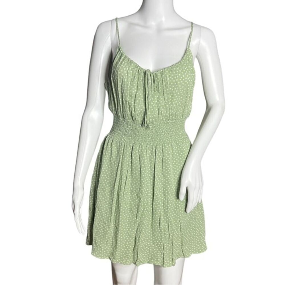 L.A. Hearts Dress Juniors Medium Green White Ditzy Floral Mini Summer Peasant